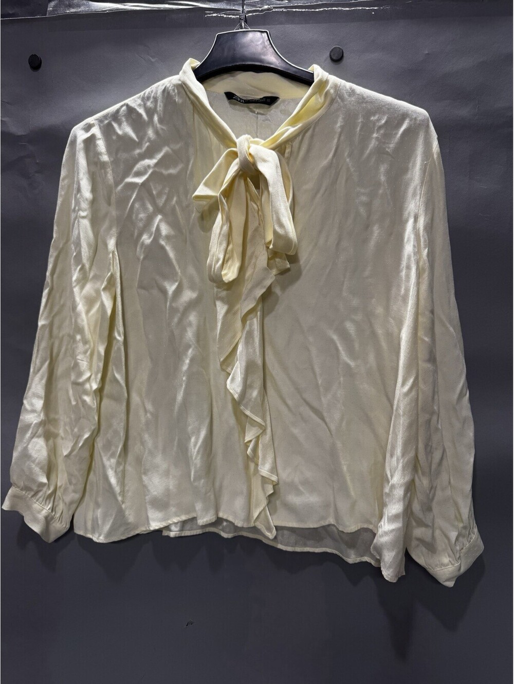 ZARA BOW TRIM SATIN EFFECT BLOUSE 3564/085 Size XL